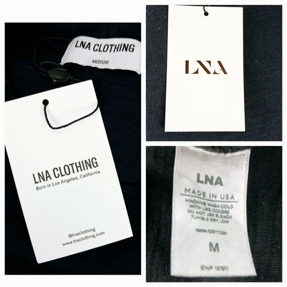 LNA Clothing SZ M Cotton Black Short Sleeve Dress Tie Dye Waist Open Back NWT - Picture 6 of 8